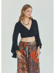 Tied Spanish Sleeve Black Plus Size Blouse 4623